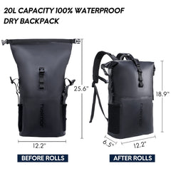 Waterproof Backpack Roll Top Dry Bag with Laptop Pocket