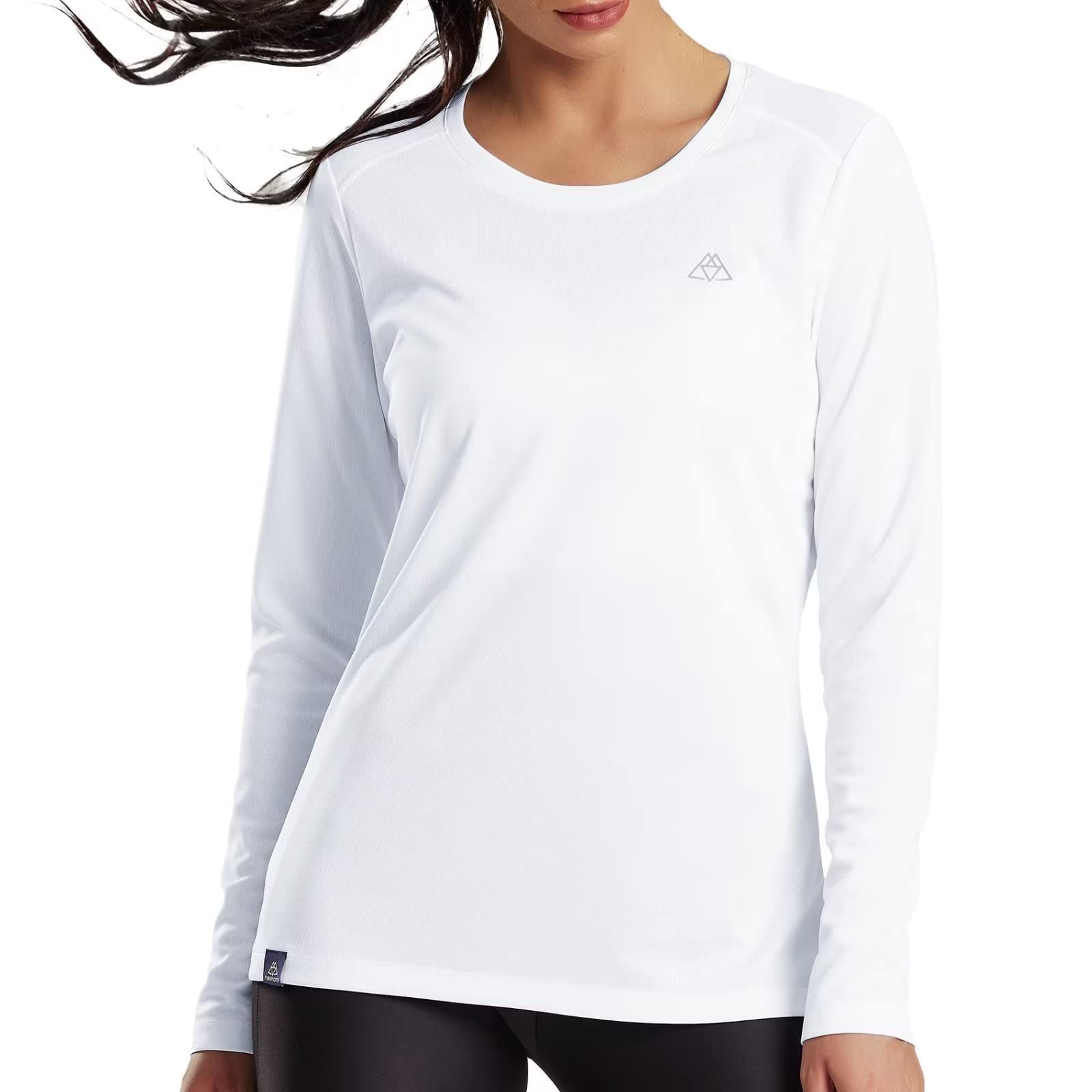 Womens white long sleeve athletic best sale shirt