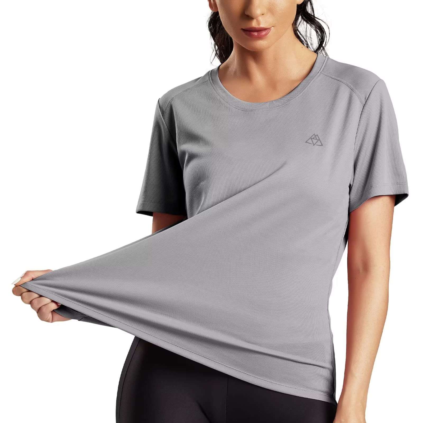 Women's Dry Fit Running Athletic T-Shirts Active Mesh Tee Shirt - Grey / XS