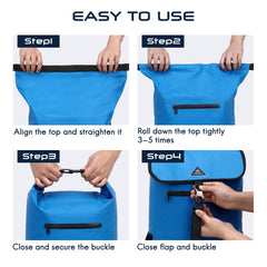 Roll-top Dry Backpack Waterproof Dry Bag Flap Closure