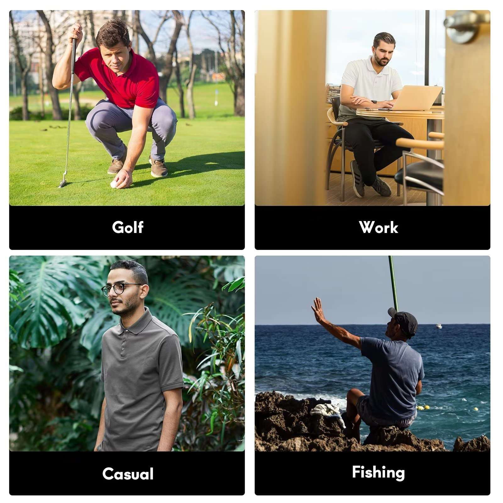 Polo Shirts for Men Dry Fit Short Sleeve Collared Golf Shirts