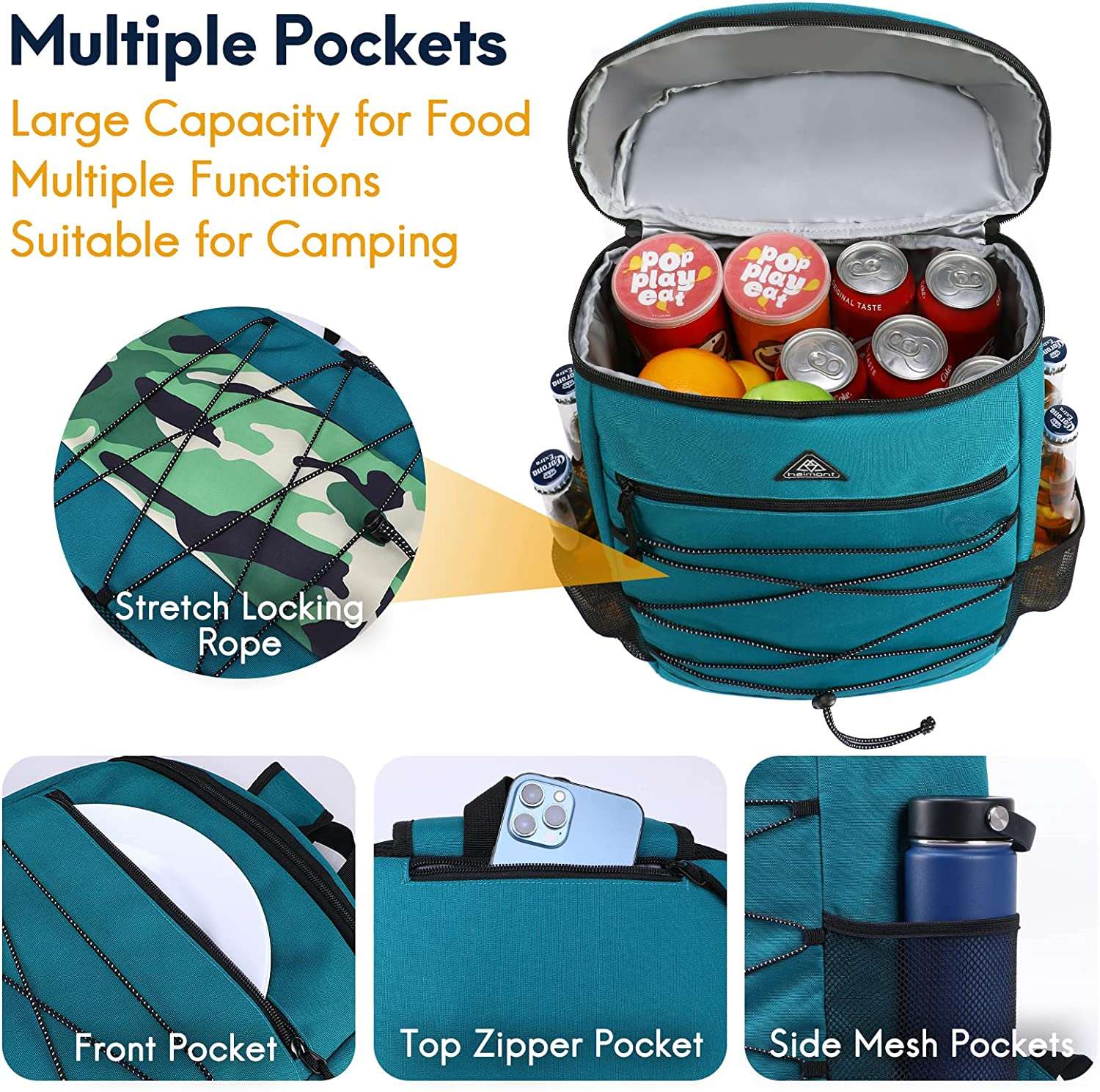 Insulated Cooler Backpack for Beach Hiking Picnic, 24 Can