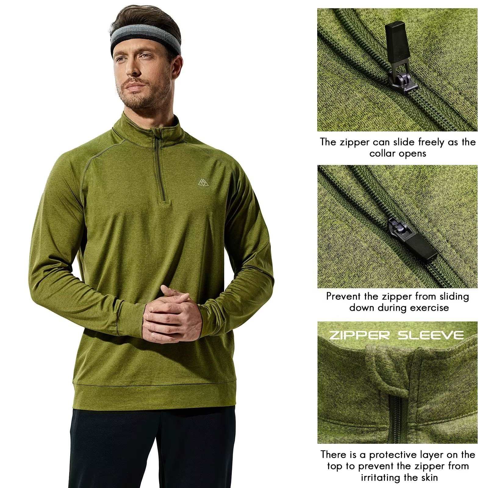 Men's 1/4 Zip Golf Shirt Athletic Pullover with Brushed Fleece Lining