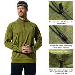 Men's 1/4 Zip Golf Shirt Athletic Pullover with Brushed Fleece Lining