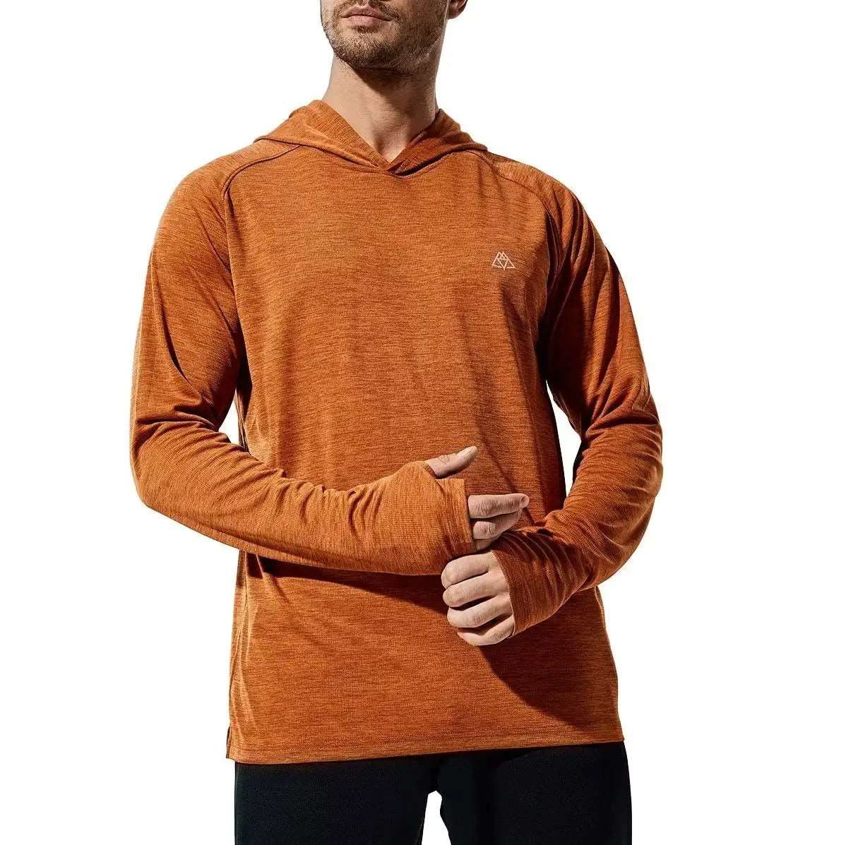 Haimont Men's UPF 50+ Sun Protection Hoodie Shirt with Thumbholes, Brown / 2XL