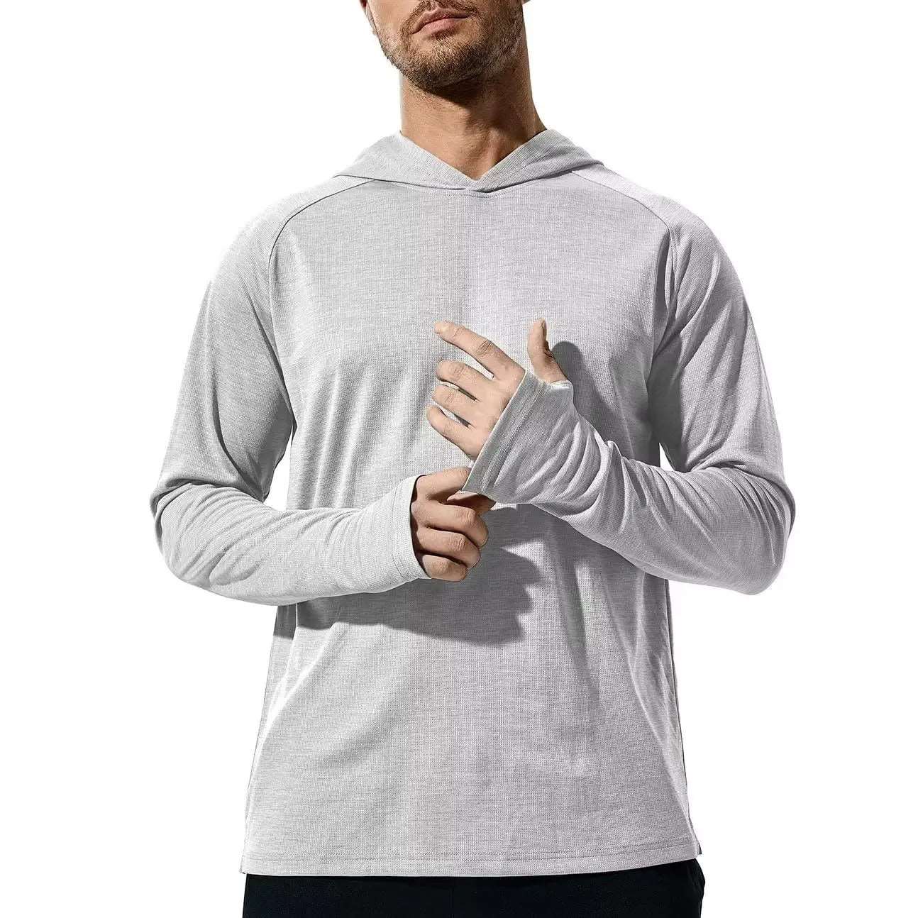 Haimont Men's UPF 50+ Sun Protection Hoodie Shirt with Thumbholes, Haze Blue / XL